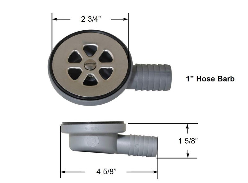 Boating Accessories Scandvik 10307 Low Profile Elbow Shower/Cockpit Drain, 1" Outlet, Gray - Image 2